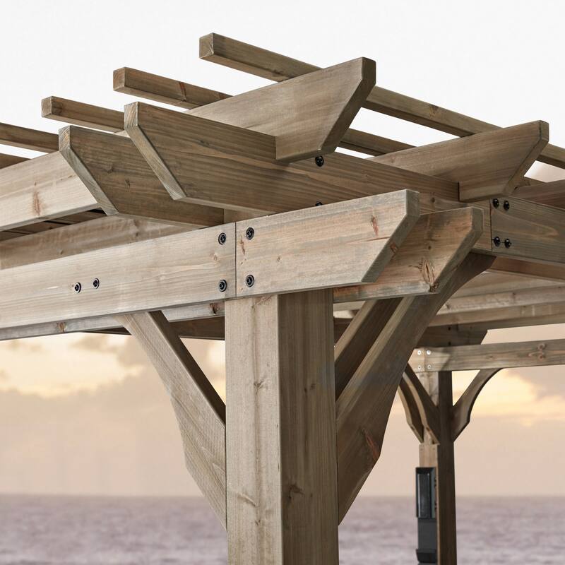 Backyard Discovery Somerville 14x10' Cedar Wood Pergola, Trellis Roof