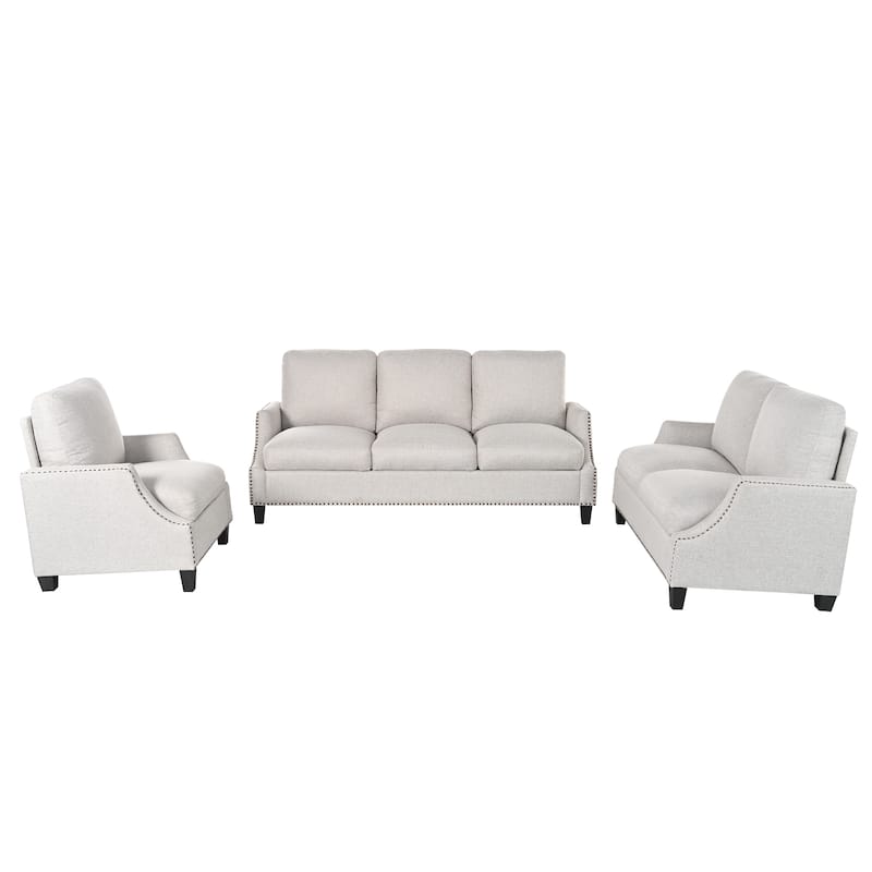 GDFStudio - Polyester 3-Piece Living Room Sofa Furniture Sets for Apartment
