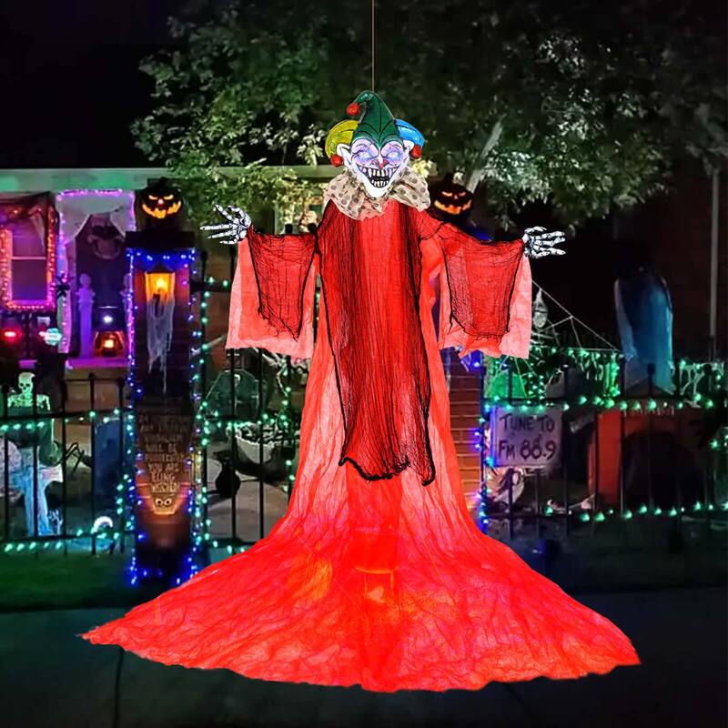 Costway 13.1 ft Halloween Hanging Clown w/ Wings Lighted Colorful Eyes