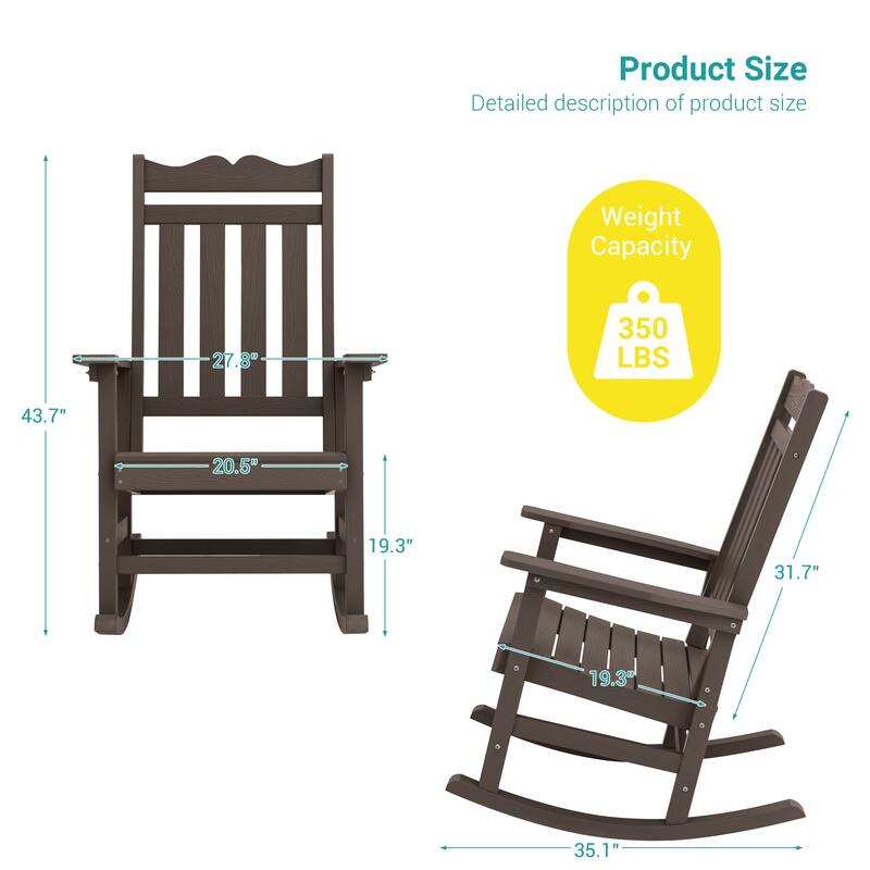 BONOSUKI Patio Adirondack Rocking Chair,Fire Pit Chair Weather Resistant