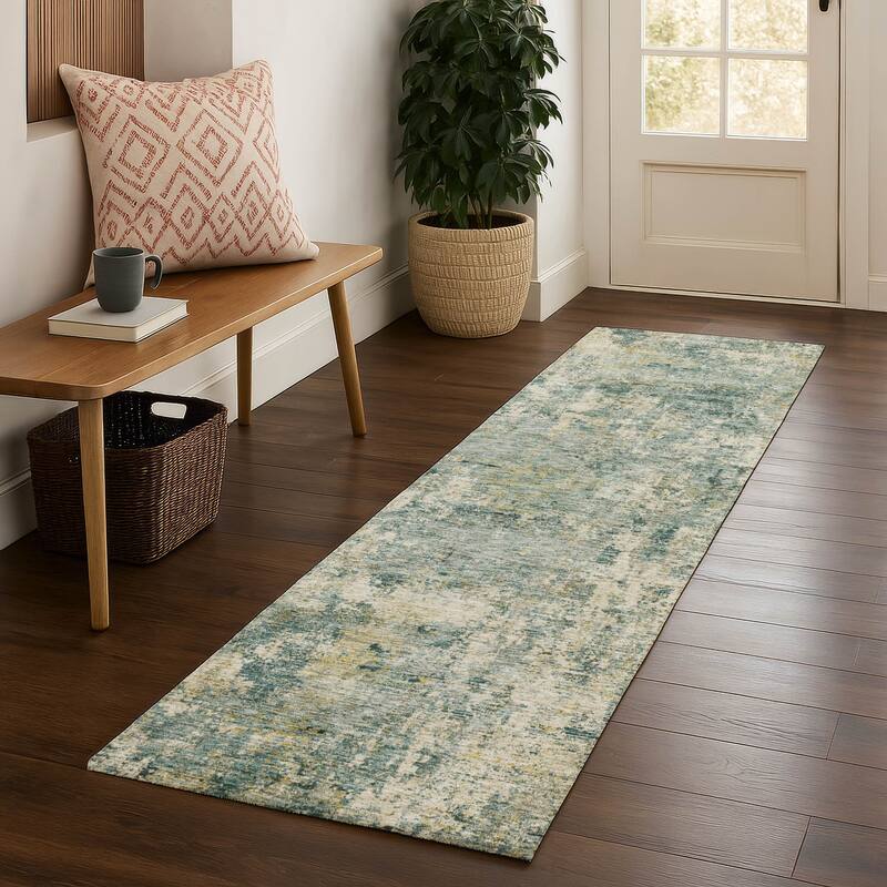 Premium Washable Super Soft Abstract Casual Mayfield Rug - Aloe - 2'3" x 7'6"