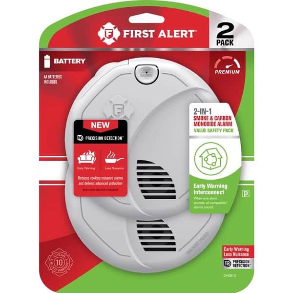 slide 2 of 8, First Alert Interconnect Battery-operated 2-in 1 Smoke And Co Alarm With Voice Alerts