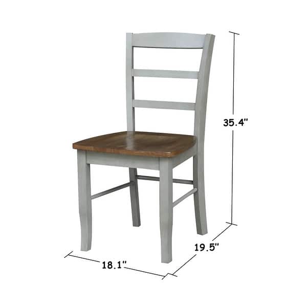 dimension image slide 3 of 12, International Concepts Solid Wood Madrid Ladderback Chairs, Set of 2 - N/A