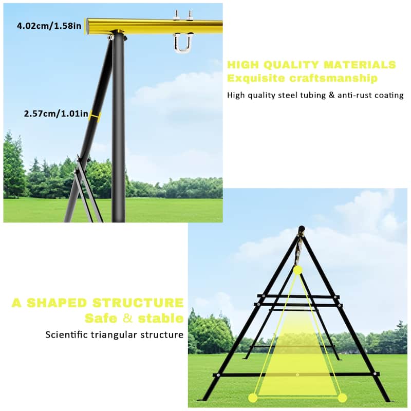 Adjustable A-Frame Swing Stand Powder Coated Steel Indoor and Outdoor Hammock Chair Stand Supports Up to 550 Pounds - N/A