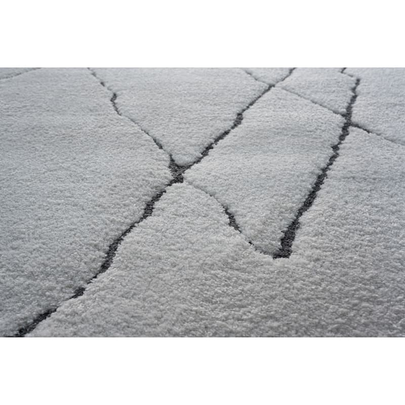 Nina Madison Ivory and Charcoal Recycled Polyester Area Rug - 6' x 9'