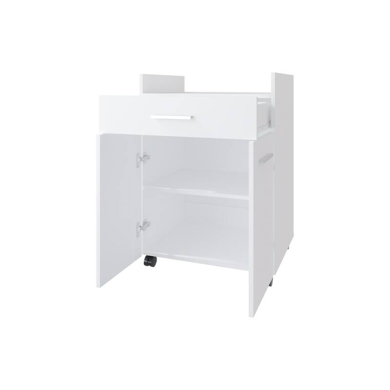 White Burnside Kitchen Cart with 2 Doors and 1 Drawer