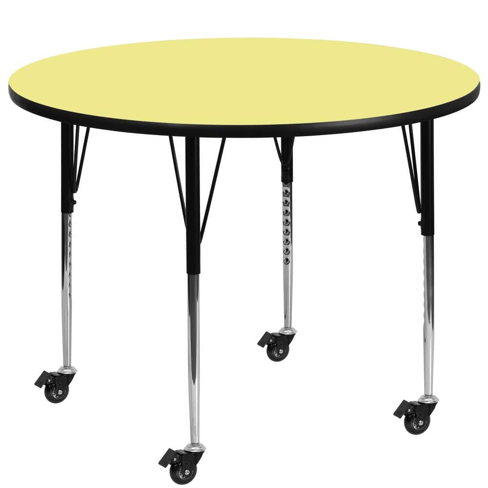 Mobile 42'' Round Thermal Laminate Activity Table - Adjustable Legs