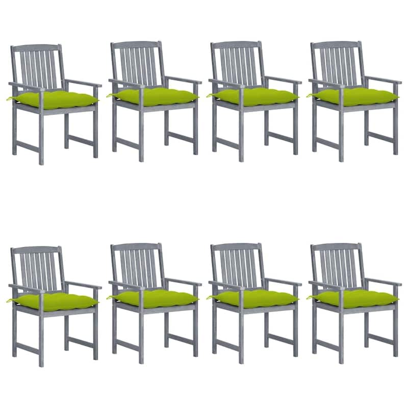 vidaXL Patio Chairs Outdoor Dining Chair with Cushions Gray Solid Wood Acacia