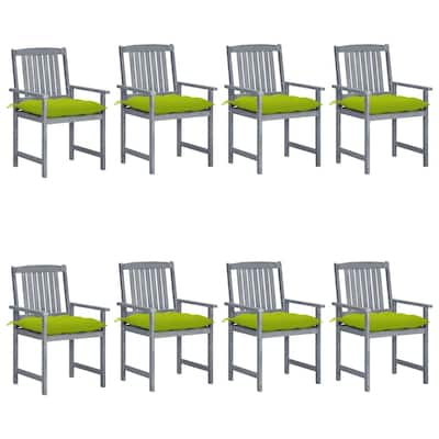 vidaXL Patio Chairs Outdoor Dining Chair with Cushions Gray Solid Wood Acacia