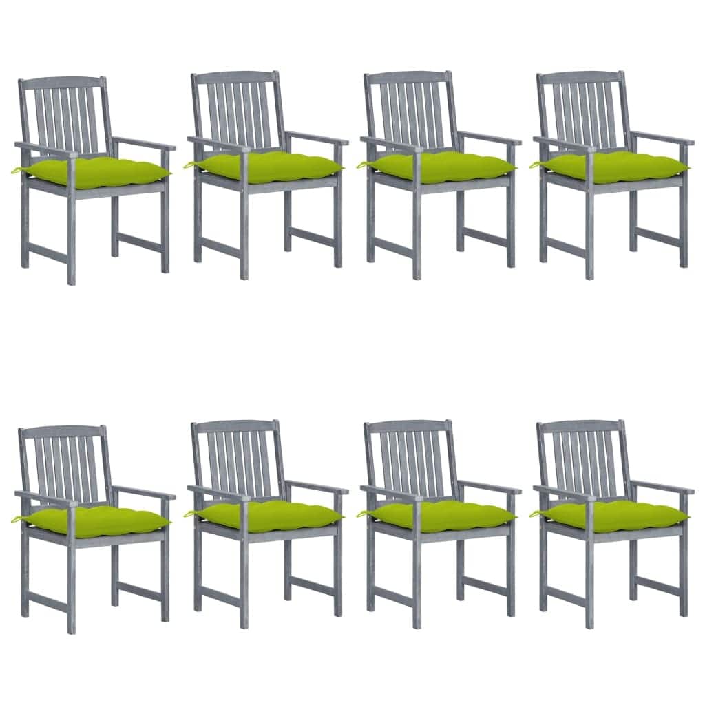 vidaXL Patio Chairs Outdoor Dining Chair with Cushions Gray Solid Wood Acacia