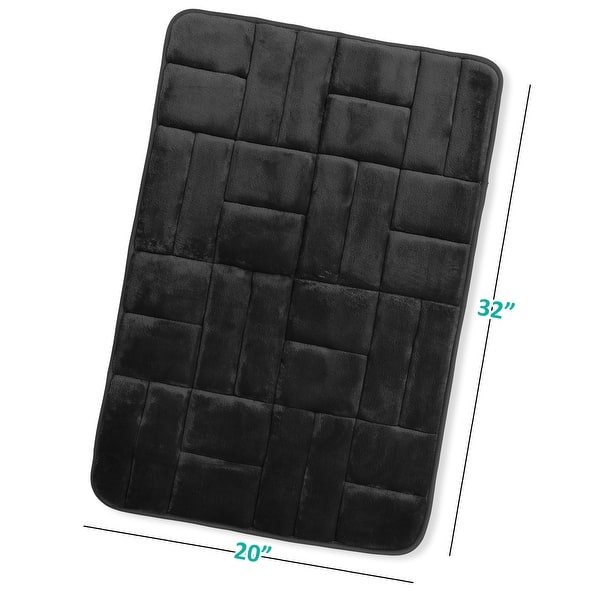 dimension image slide 17 of 28, Clara Clark Ultra Soft Non Slip and Absorbent Bath Rug - Tiled Velvet Memory Foam Bath Mat