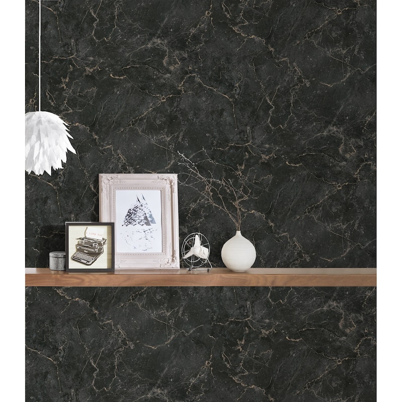 Galerie Wallcoverings Bricks and More Collection Luxurious Marble Design Metallic Finish Vinyl on Non-woven Wallpaper Roll