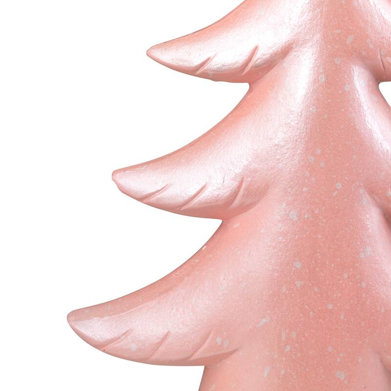 Snowy Shiny Christmas Tree Tabletop Decoration - 10" - Light Pink