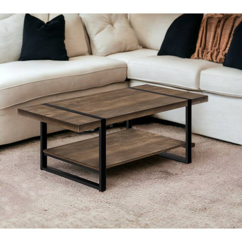 47 Inch Rectangular Coffee Table with Shelf for Living Room Storage - 47.25” x 23.75” x 17.75”