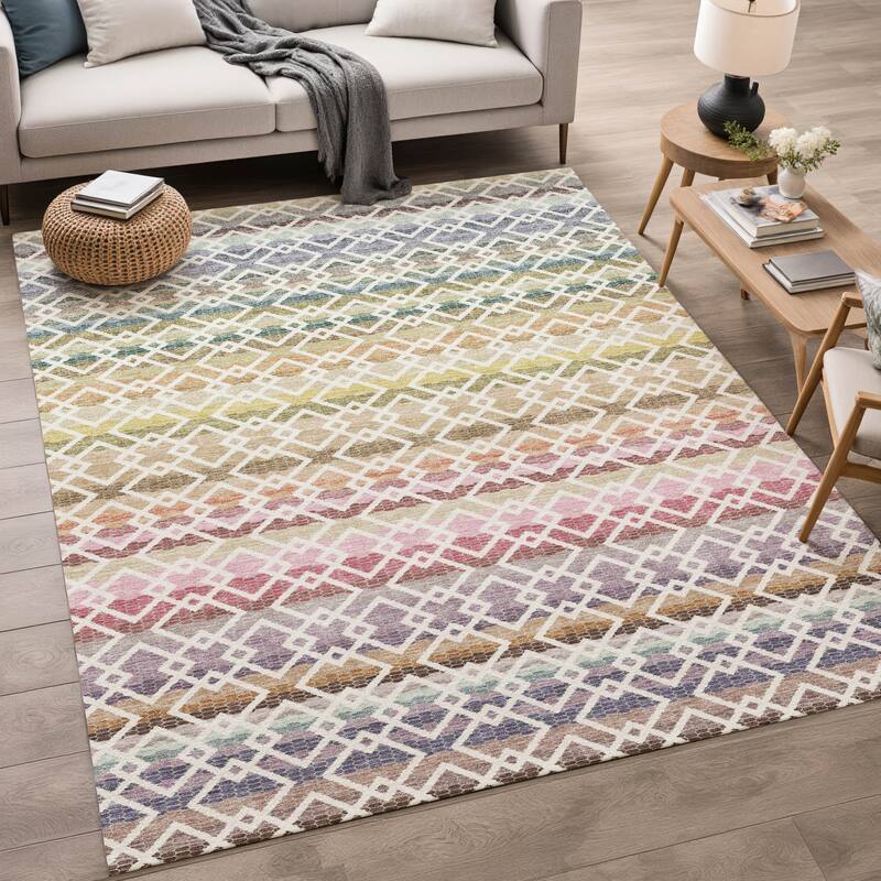 Machine Washable Indoor/ Outdoor Cabo Stripe Chantille Rug