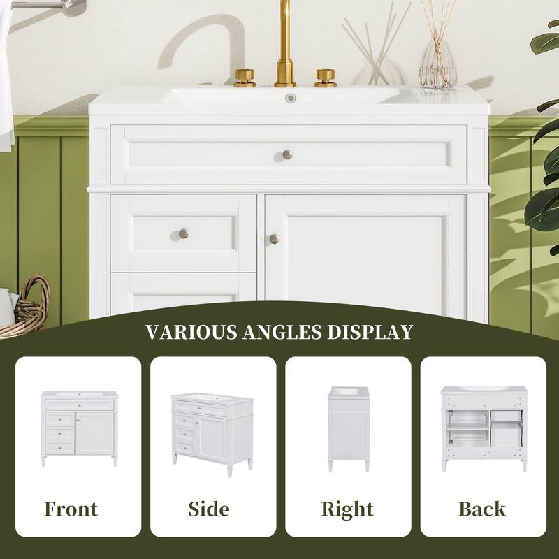 30''/36'' Bathroom Vanity with Top Sink, Modern Bathroom Storage Cabinet with 2 Drawers, a Tip-out Drawer & Adjustable Shelf