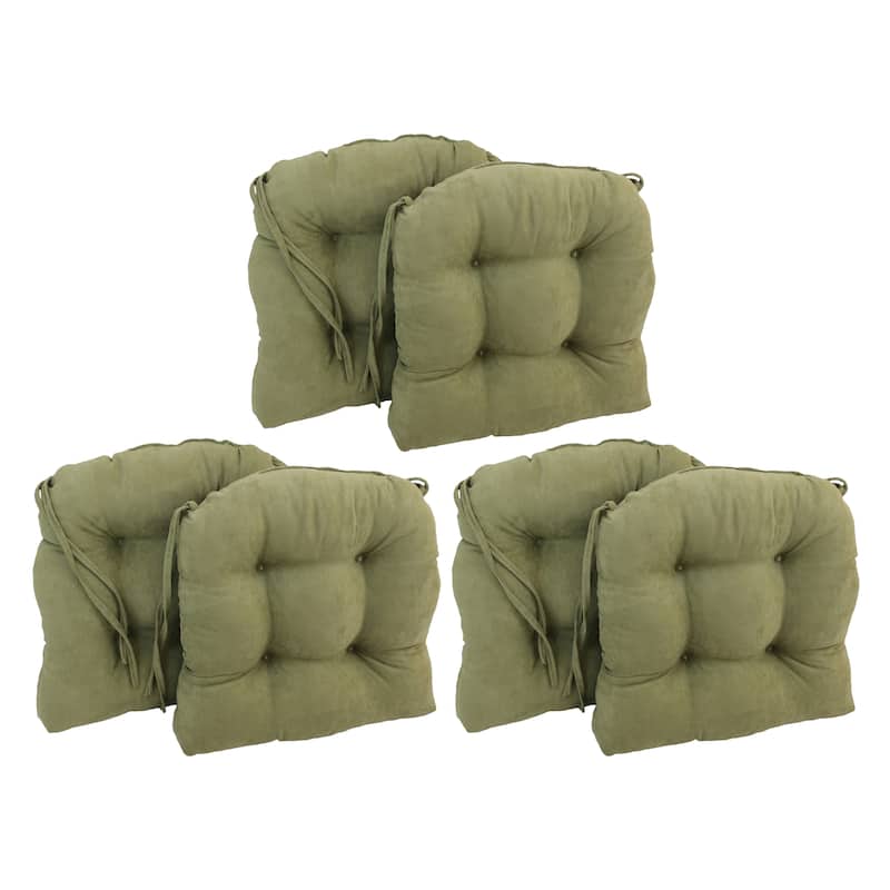 16-inch U-shaped Indoor Microsuede Chair Cushions (Set of 2, 4, or 6) - Set of 6 - Sage Green
