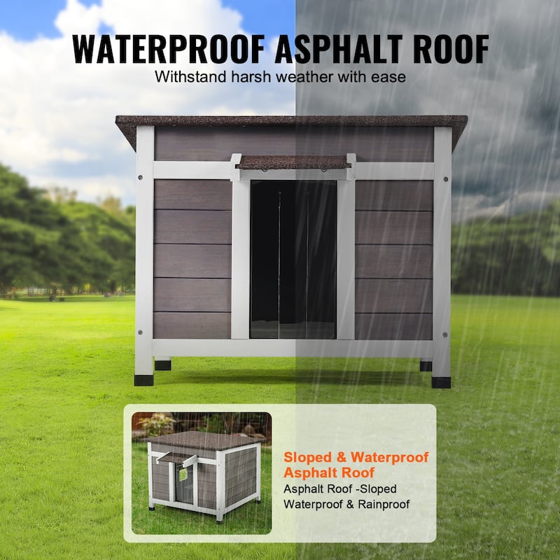 Outdoor Cat House Weatherproof, Feral Cat Shelter for Multiple Cats, Outdoor Wooden Cat Rabbit House