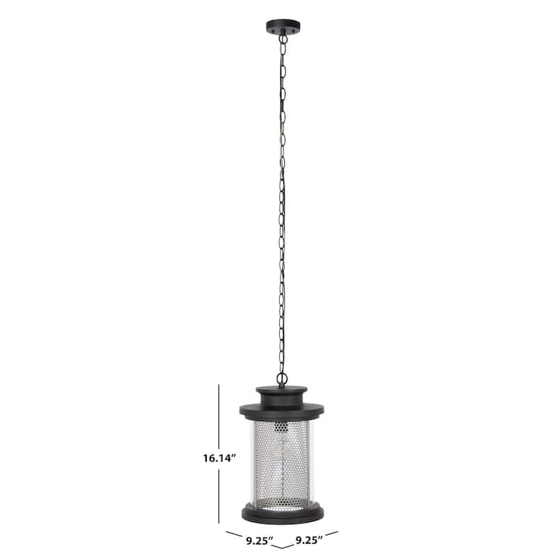 SAFAVIEH Lighting Siriana 9" Vintage Outdoor Pendant - 9" W x 9" D x 16" H - Black - 9Wx9Dx16H