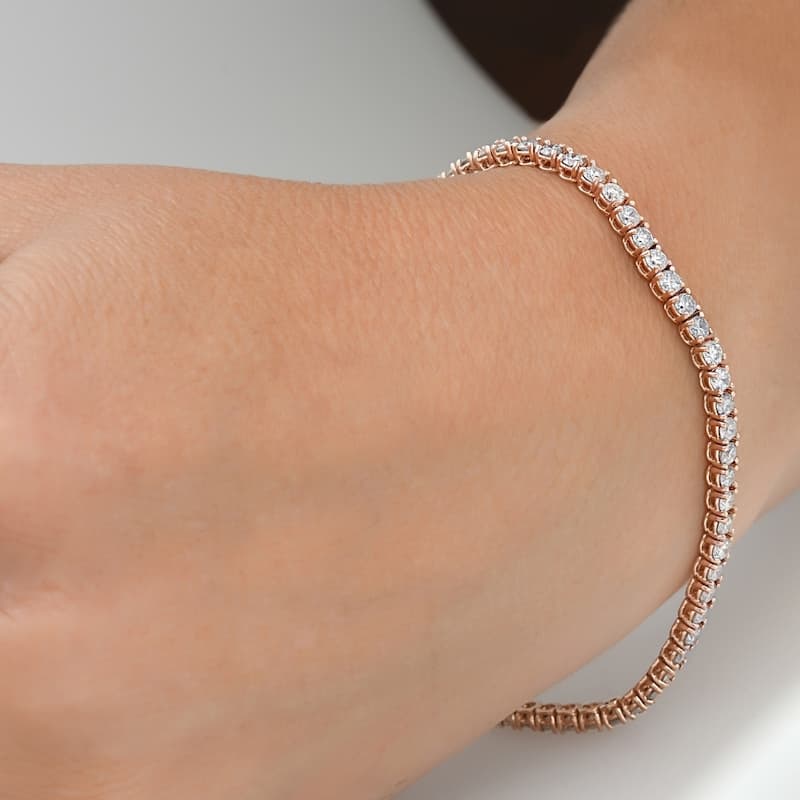 4ct Diamond Tennis Bracelet Rose Gold 7"