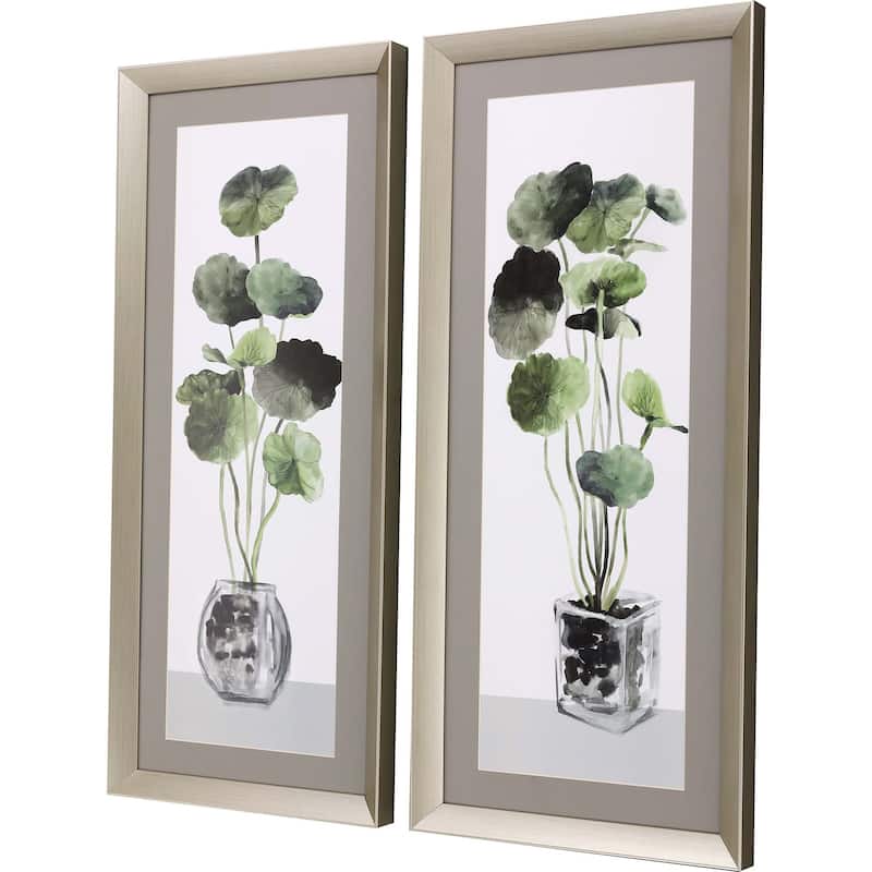 Simple Glass S/2 Framed Art Giclee Under Glass - Green