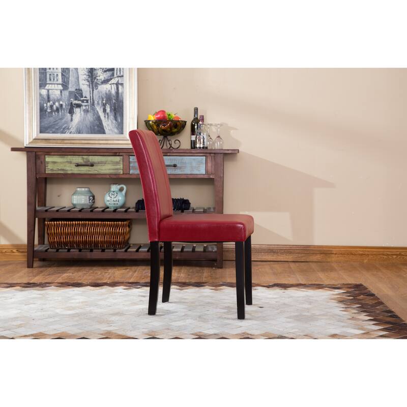 Modern Set of 2 Dining Chairs with Leather Backrest, Cushioned Seat, Solid Wood Legs for Dining Room Living Room Bedroom