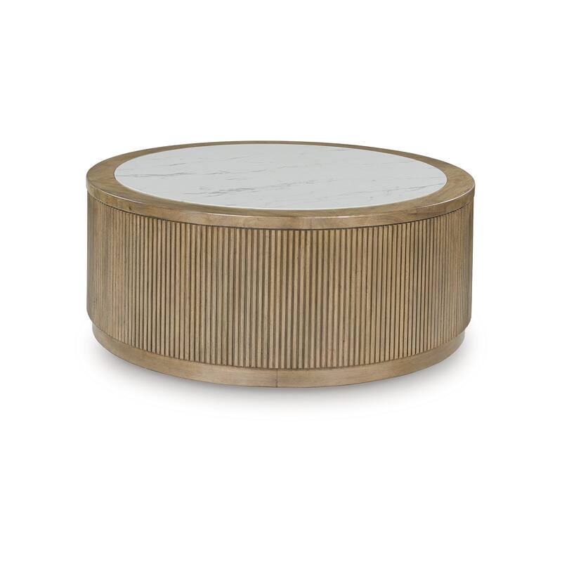 Signature Design by Ashley Camdill Light Brown/White Coffee Table - 42" W x 42" D x 17.5" H
