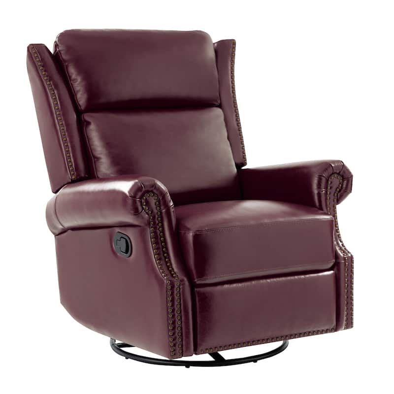 Viviana Traditional Genuine Leather Manual Swivel Glider Recliner by HULALA HOME