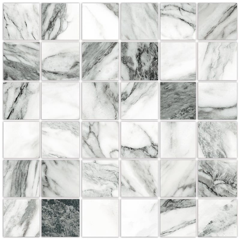 Merola Tile Touche 2" Square Zebre 11-3/4" x 11-3/4" Porcelain Mosaic Floor and Wall Tile - (1 Tile)