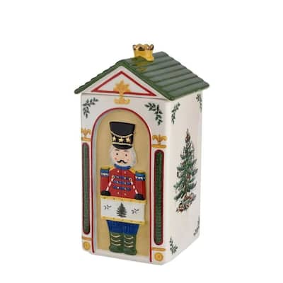 Spode Christmas Tree Nutcracker Figural Cookie Jar - 6.5" L x 6.5" W x 12" H