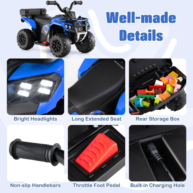 Costway 6V Toddler Ride On Electric Car ATV with Lights & Music & USB - See Details