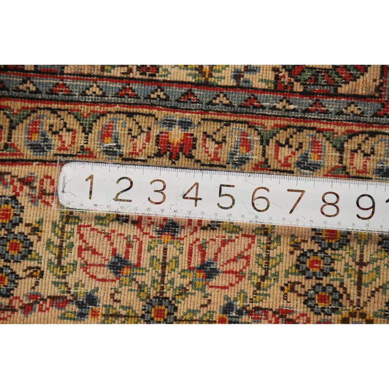 Hand Knotted Oriental 100% Wool Carpet Traditional All-Over Beige & Ivories Kerman Area Rug - 10' 5'' X 7' 3''