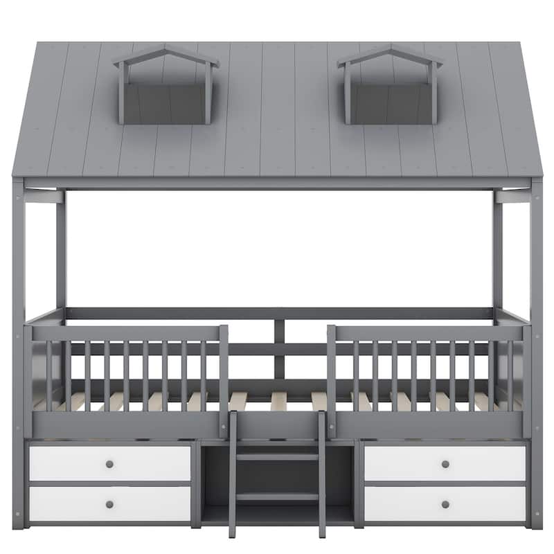 Merax House Bed with Roof and 4 drawers