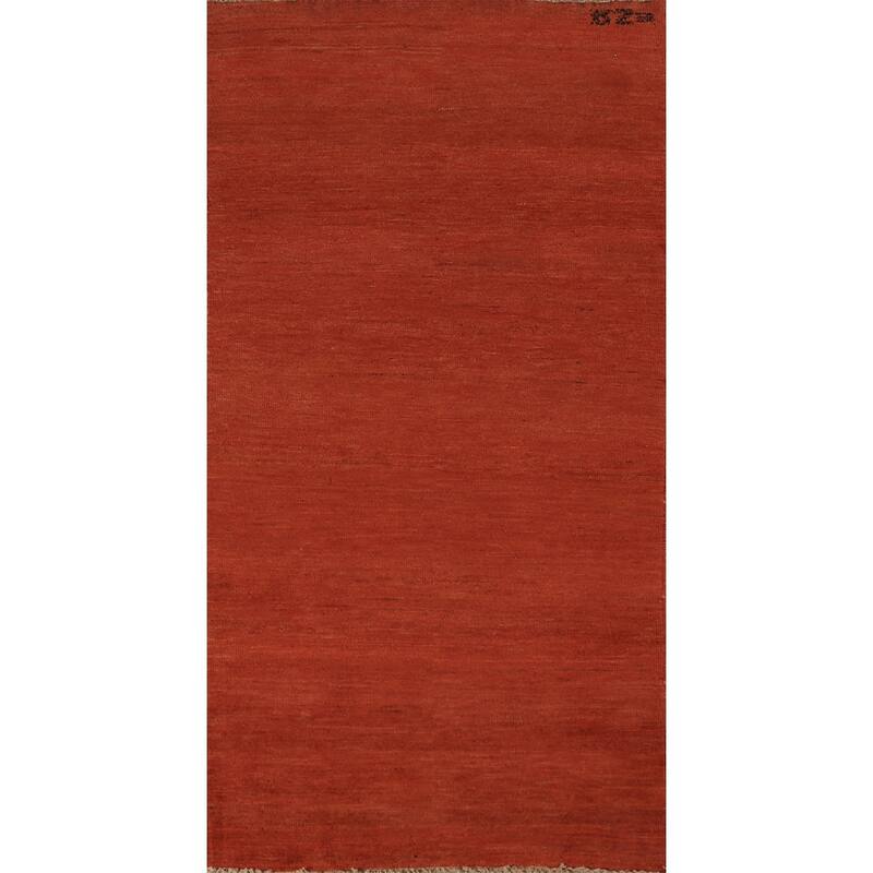 Modern Gabbeh Oriental Rug Hand-Knotted Foyer Wool Carpet - 2'7" x 5'11"