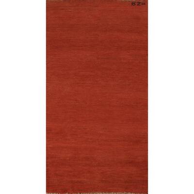 Modern Gabbeh Oriental Rug Hand-Knotted Foyer Wool Carpet - 2'7" x 5'11"