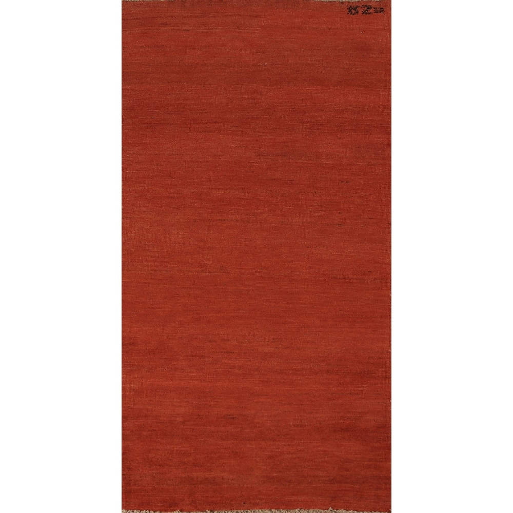 Modern Gabbeh Oriental Rug Hand-Knotted Foyer Wool Carpet - 2'7" x 5'11"