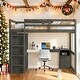 preview thumbnail 2 of 13, Wood Full Size Loft Bed with Built-in Wardrobe,Desk,Storage Shelves and Drawers