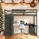 preview thumbnail 16 of 28, Wood Full Size Loft Bed with Storage and Safety Guaranteed,Kids Bed Design Grey