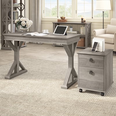 Homestead 48W Farmhouse Writing Desk with Drawers by Bush Furniture