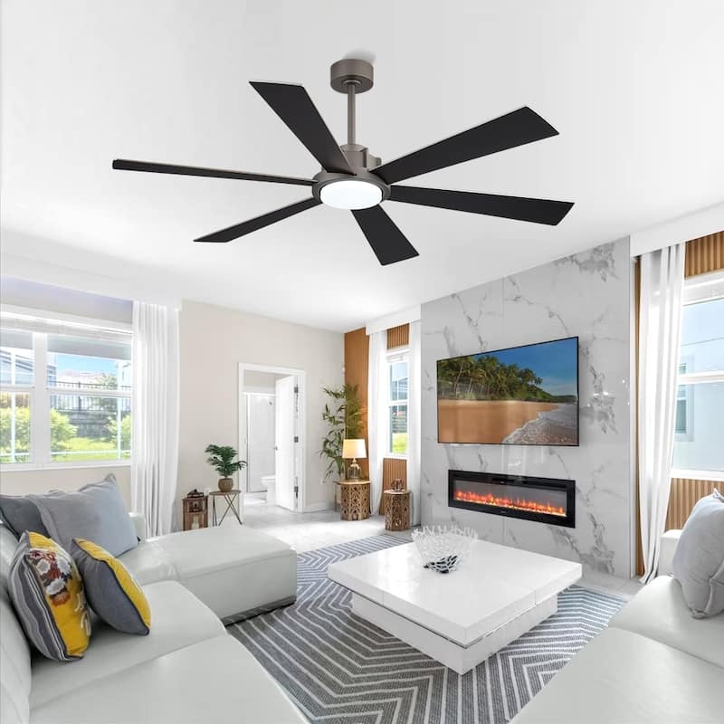 MLiAN Ceiling Fan 60inch Playwood Blades Remote Control 6-Speed DC with Integrated LED - 60''