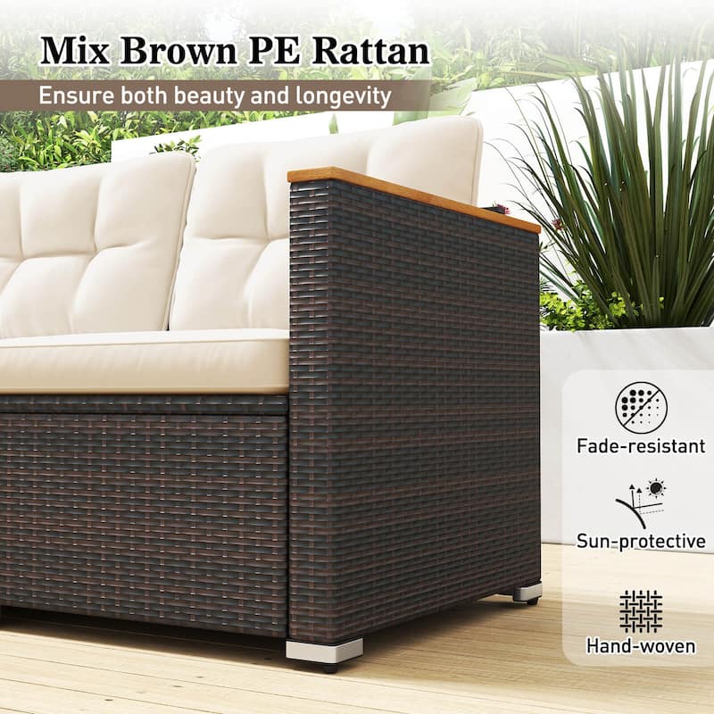 Costway 3-Seat Patio Couch Sofa PE Rattan Wicker Outdoor Loveseat - See Details
