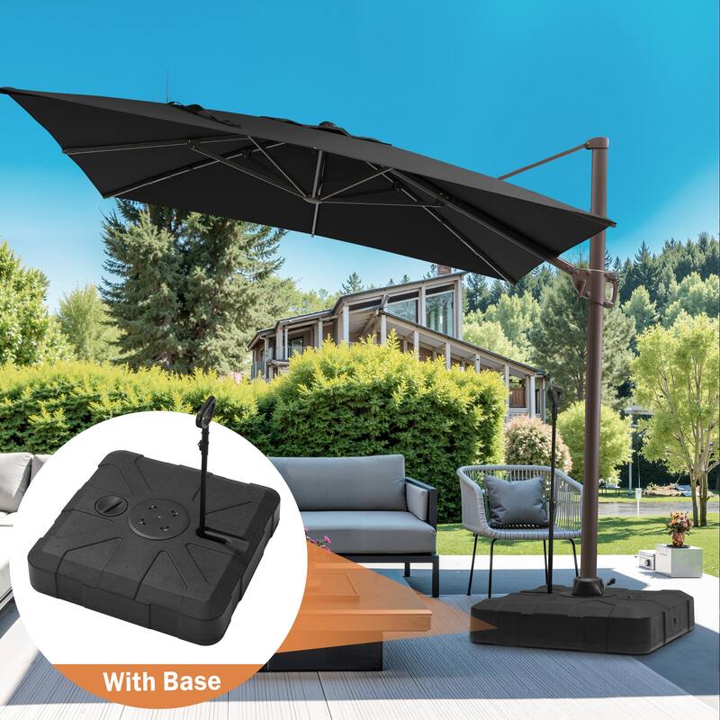 9 FT x 11 FT Outdoor Patio Cantilever-Offset Umbrella with Rod Base - Black