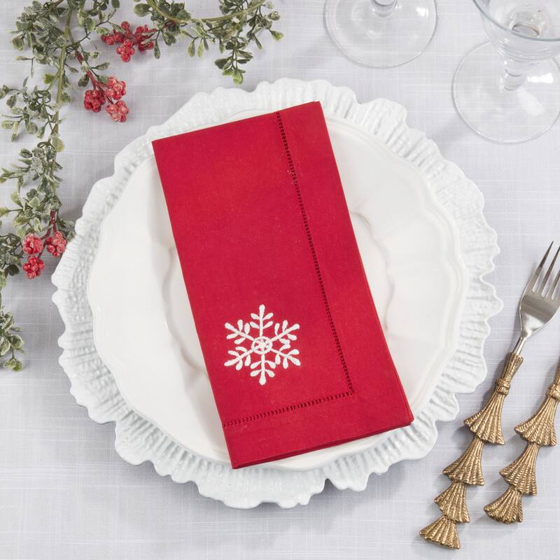 Embr'D Snowflake Hemstitch Napkin (Set of 6) - 20"x20"