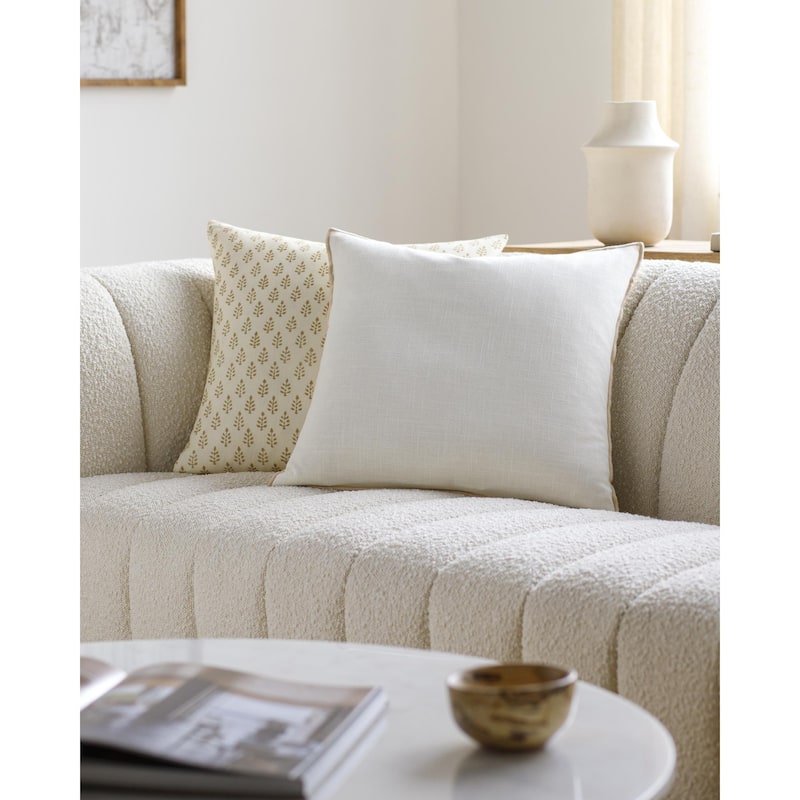 Livabliss Merrow Modern & Contemporary Solid Color Decorative Throw Pillow - 20"L x 20"W - Feather Down - Cream