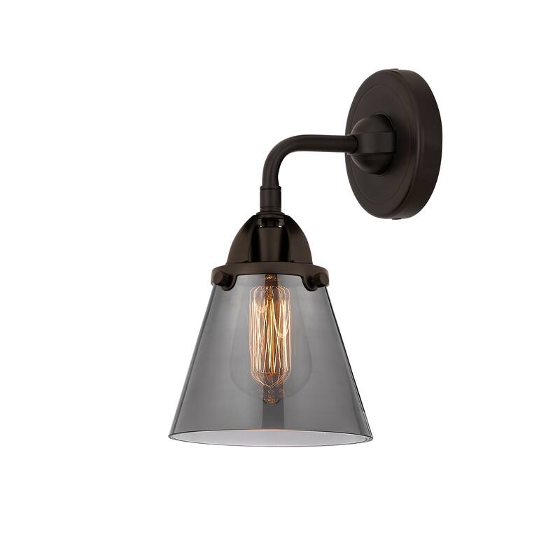 Innovations Lighting Nouveau 2 Cone - 1 Light 6" Sconce - Oil Rubbed Bronze/Light Smoke
