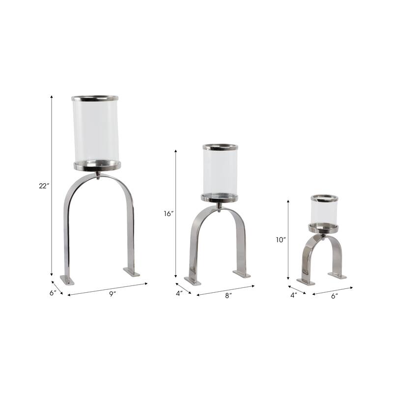 Candle Holders Set of 3 - Metal Pillar, 10/16/22" - 22.0"
