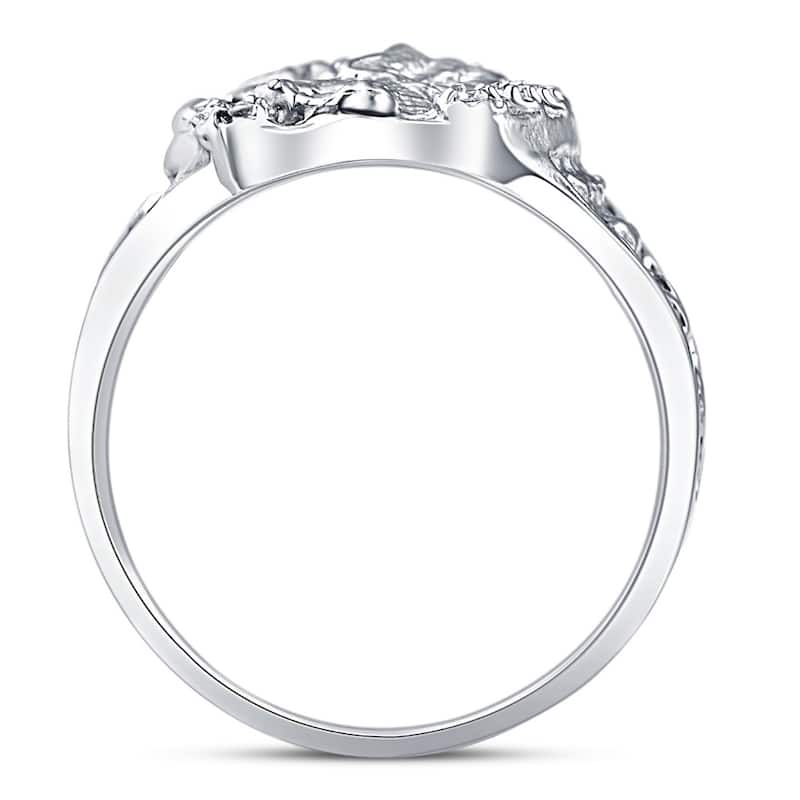 Mens Diamond American Eagle Ring 10K White Gold