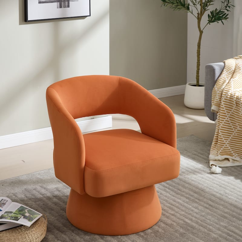 Swivel Barrel Chair, Velvet Accent Armchair 360 Degree Swivel Club Chair for Living Room Bedroom Reception Room