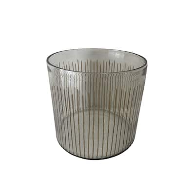 Hand-Etched Glass Tabletop Candle Holder - 7.5" - Clear