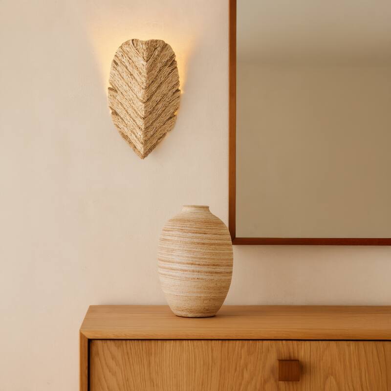 Varaluz Banana Leaf Wall Sconce - French Gold/Natural Seagrass